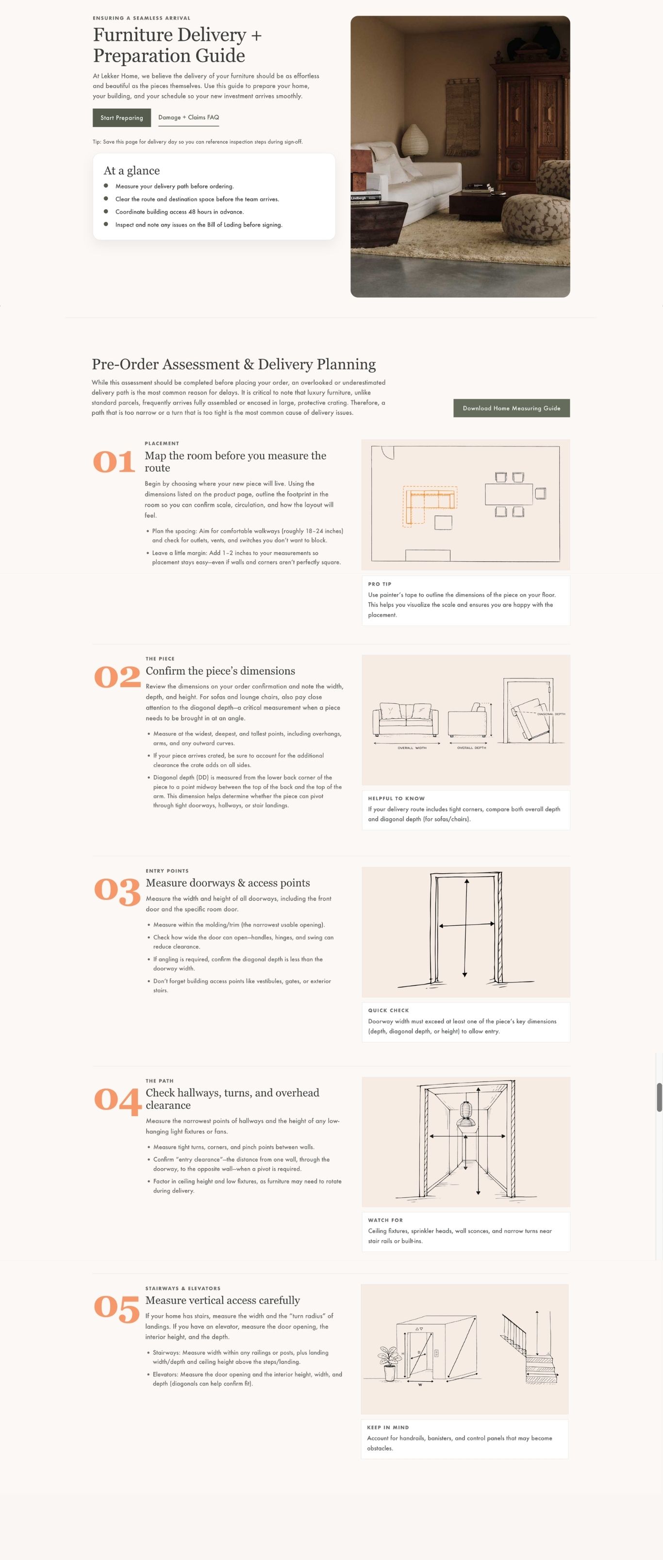 Furniture Delivery and Preparation Guide page